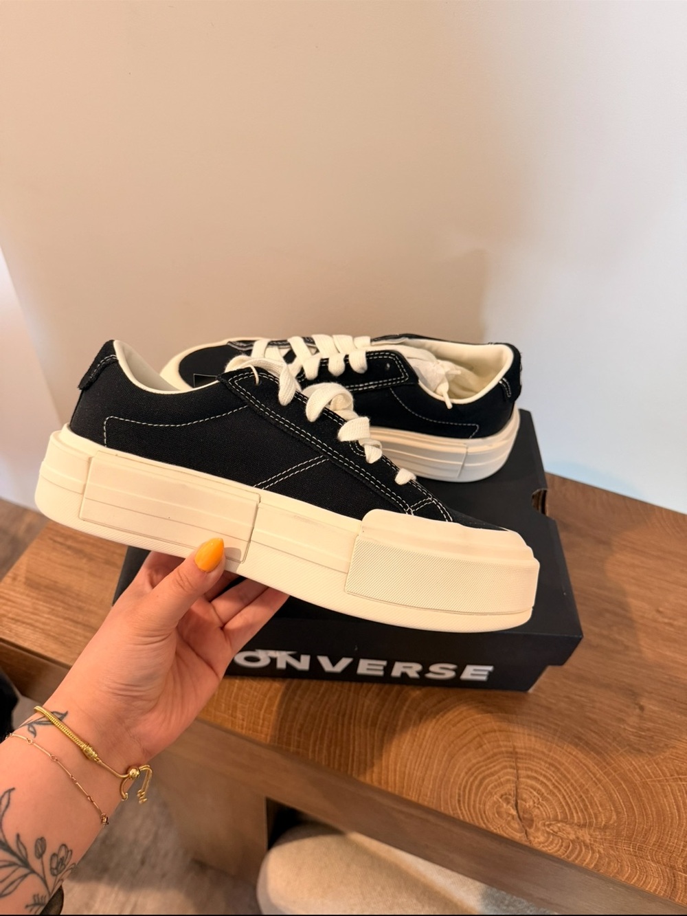 Converse Black and White Platform Canvas Sneakers